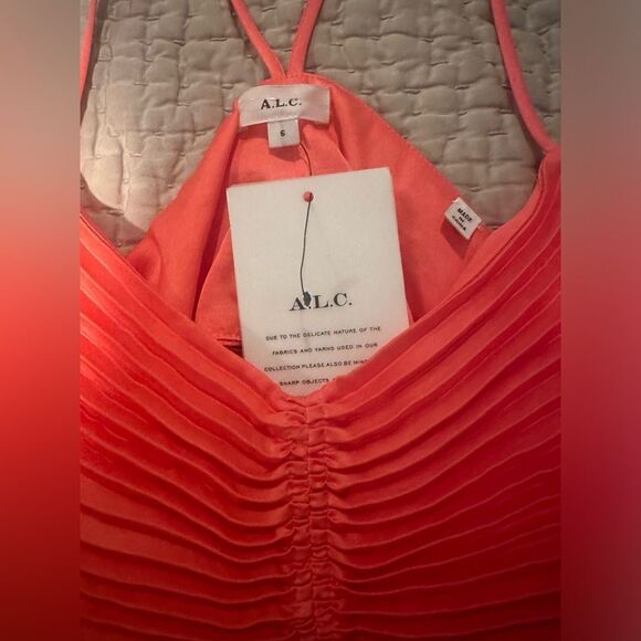 A.L.C Ari Pleated Crop Camisole in Coral in Sz 6 ✨NWT✨ $275 - Picture 4 of 4